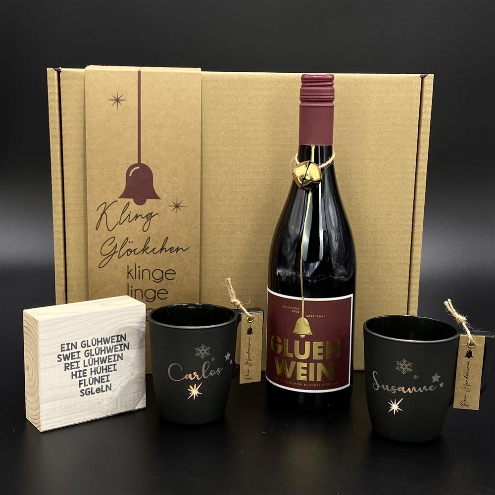 Geschenkpaket Glühwein, rot, personalisierbar