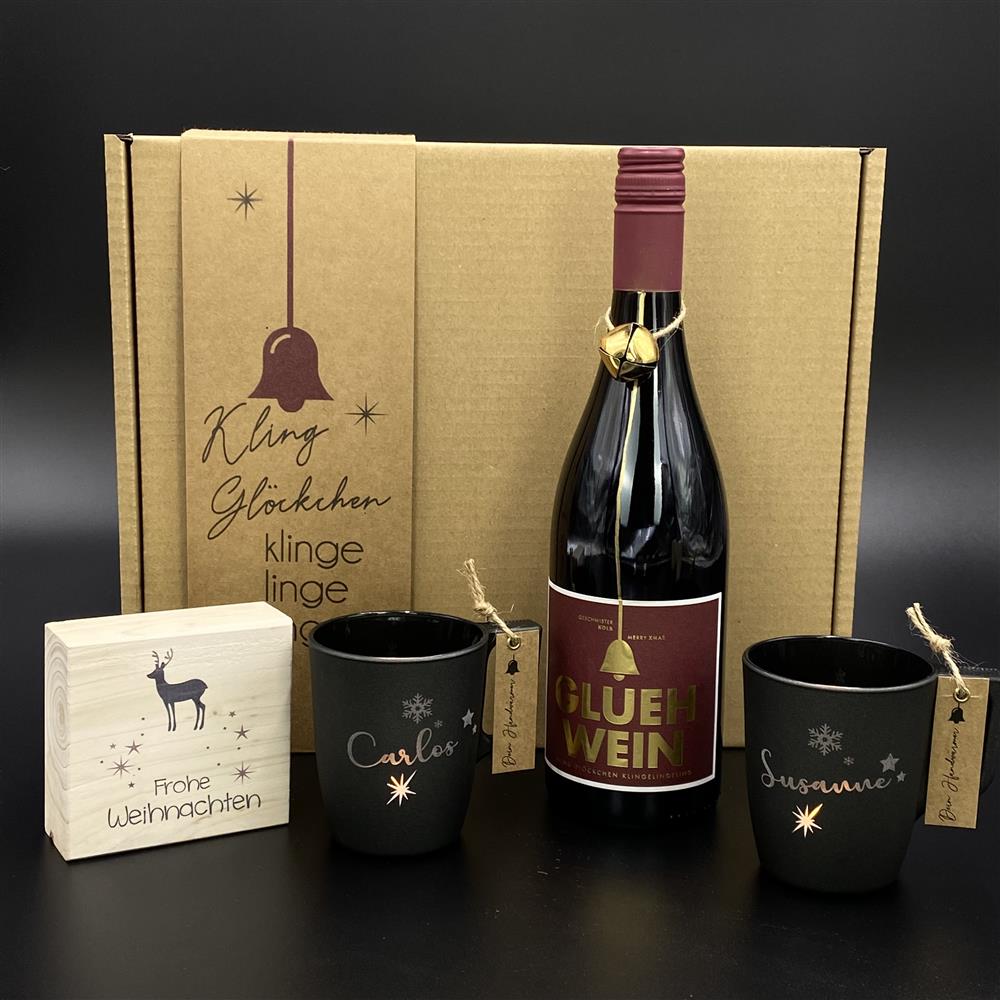 Geschenkpaket Glühwein, rot, personalisierbar