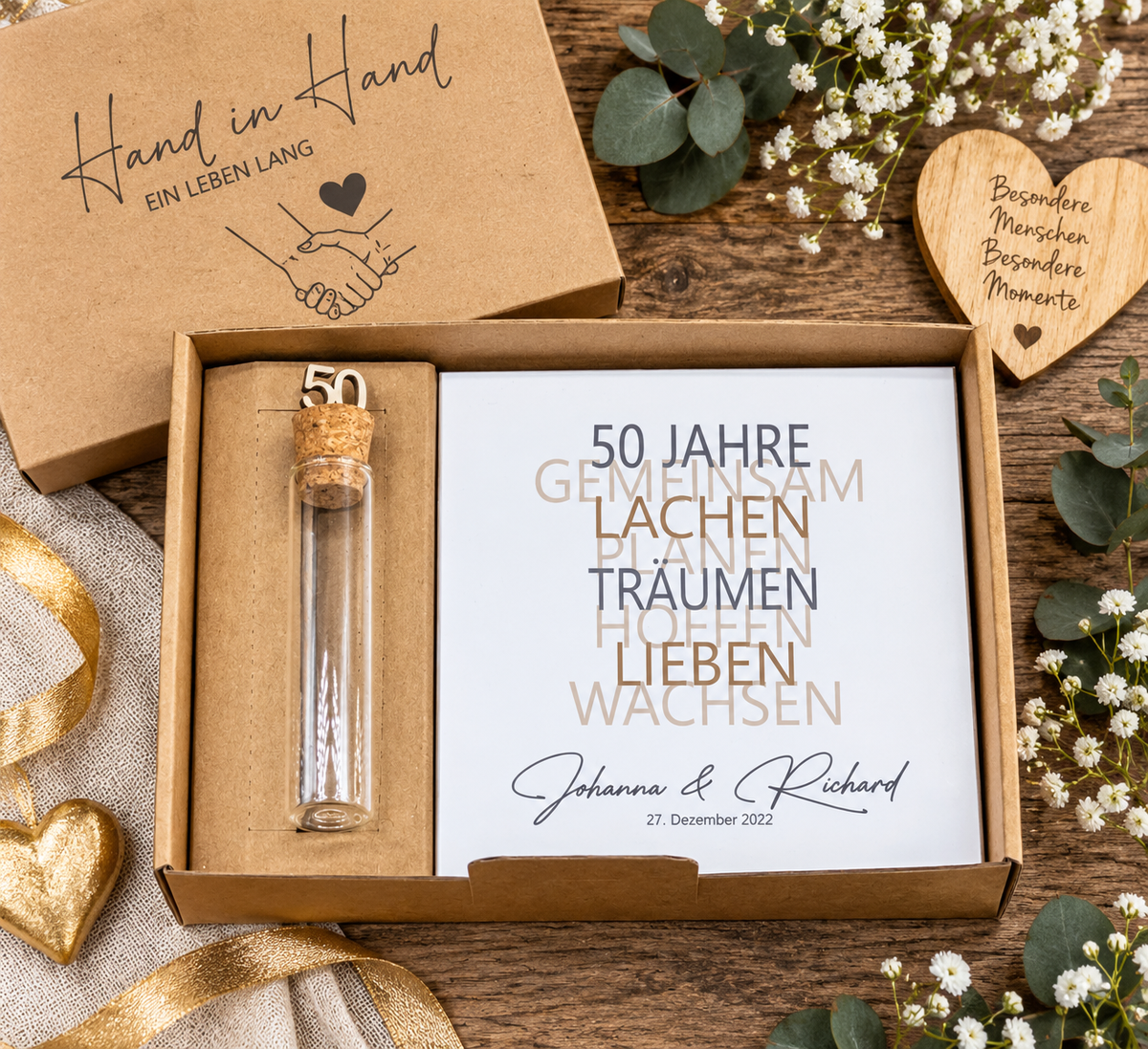 Geschenkset Goldene Hochzeit - personalisiertes Geschenk zum 50. Hochzeitstag