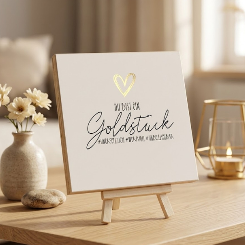 Wooden Block - Goldstück mit Goldprägung
