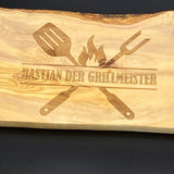 Schneidebrett Olivenholz Naturschnitt 40-44 cm Grilmmeister