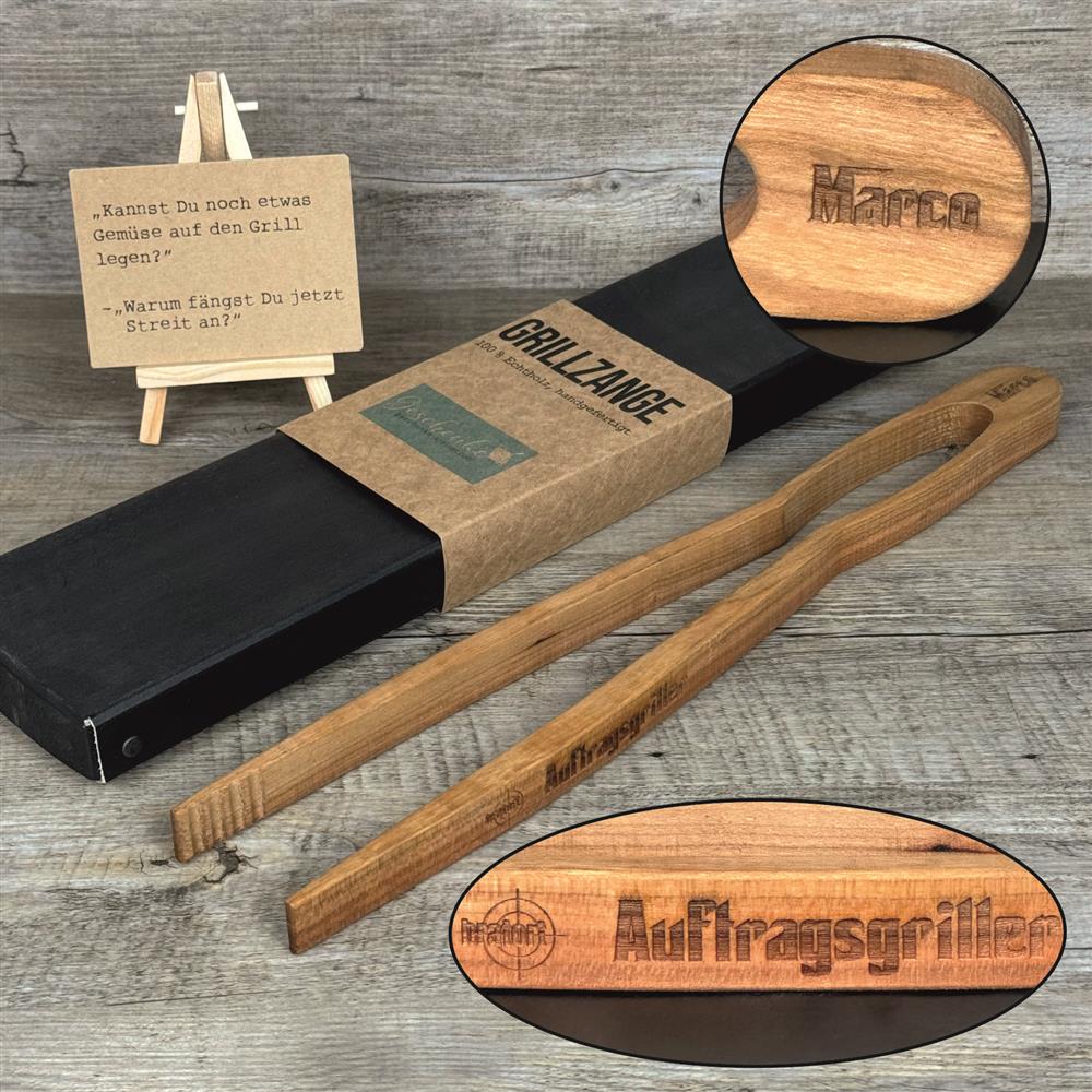 Grillzange, kirsche, 42 cm, Auftragsgriller, personalisierbar
