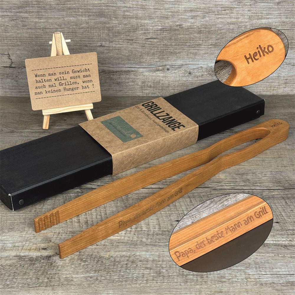 Grillzange, kirsche, 55 cm, Papa, der beste Mann am Grill, personalisierbar