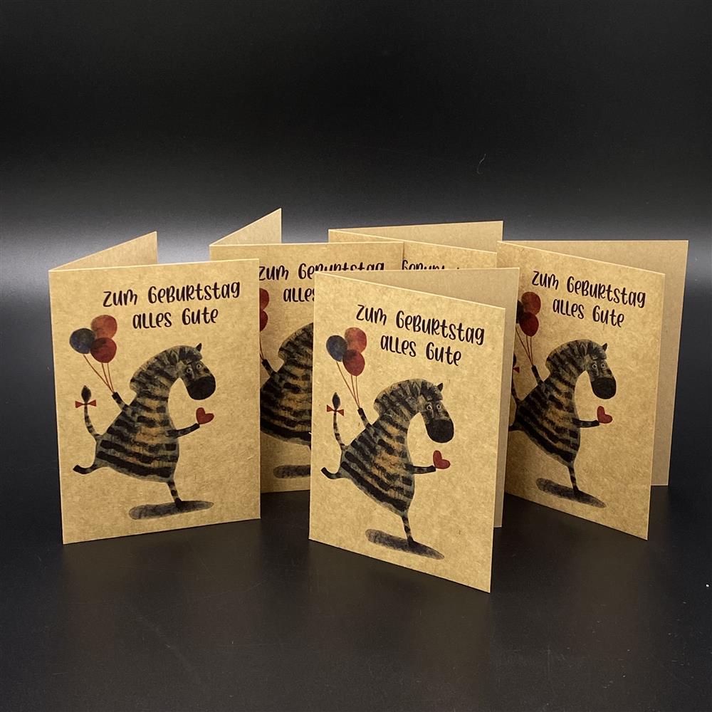 Grußkarten Geburtstag Zebra, 5er Set