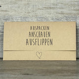 Gutscheinverpackung Auspacken, Anschauen Ausflippen, 5 Stück