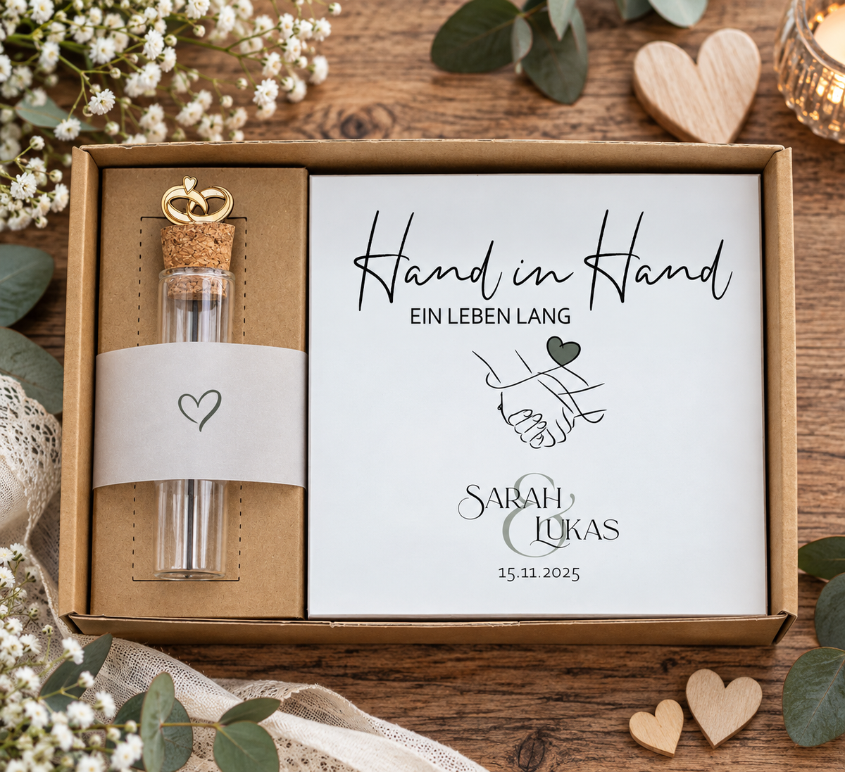 Geschenkset zur Hochzeit – personalisiertes Geldgeschenk für das Brautpaar