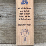Holzkreuz, Kommunion - Fisch, personalisiert