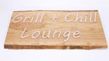 Holzschild Grill + Chill Lounge