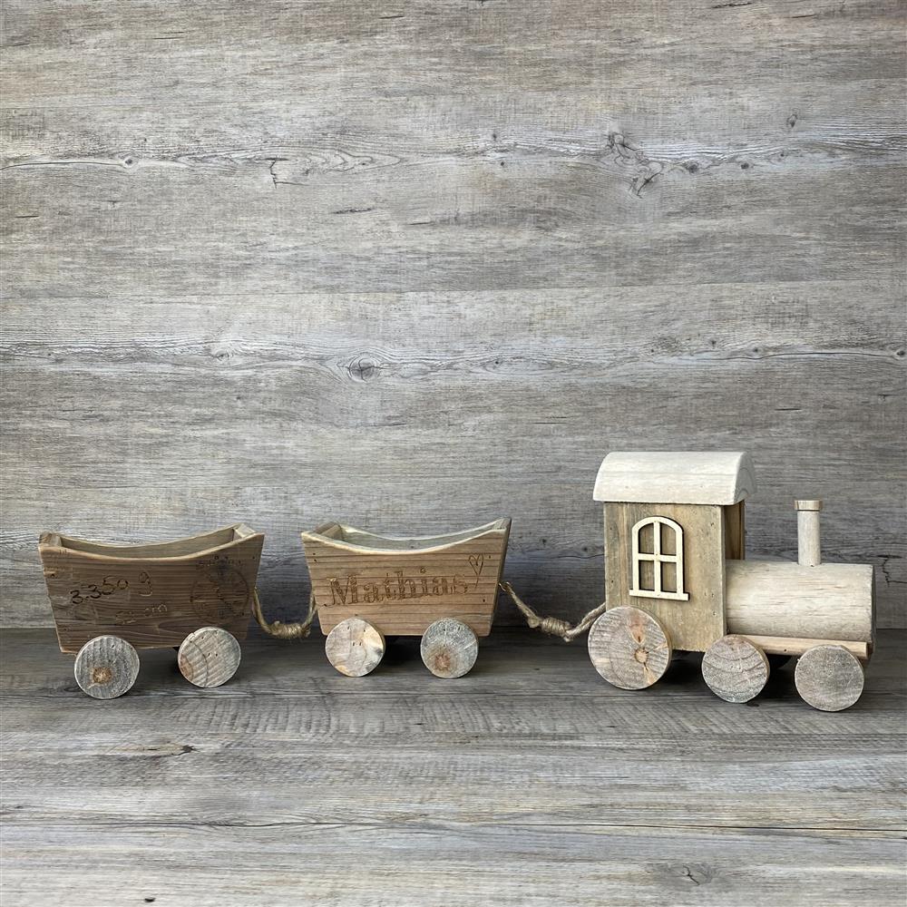 Holzzug Geburt, personalisiert