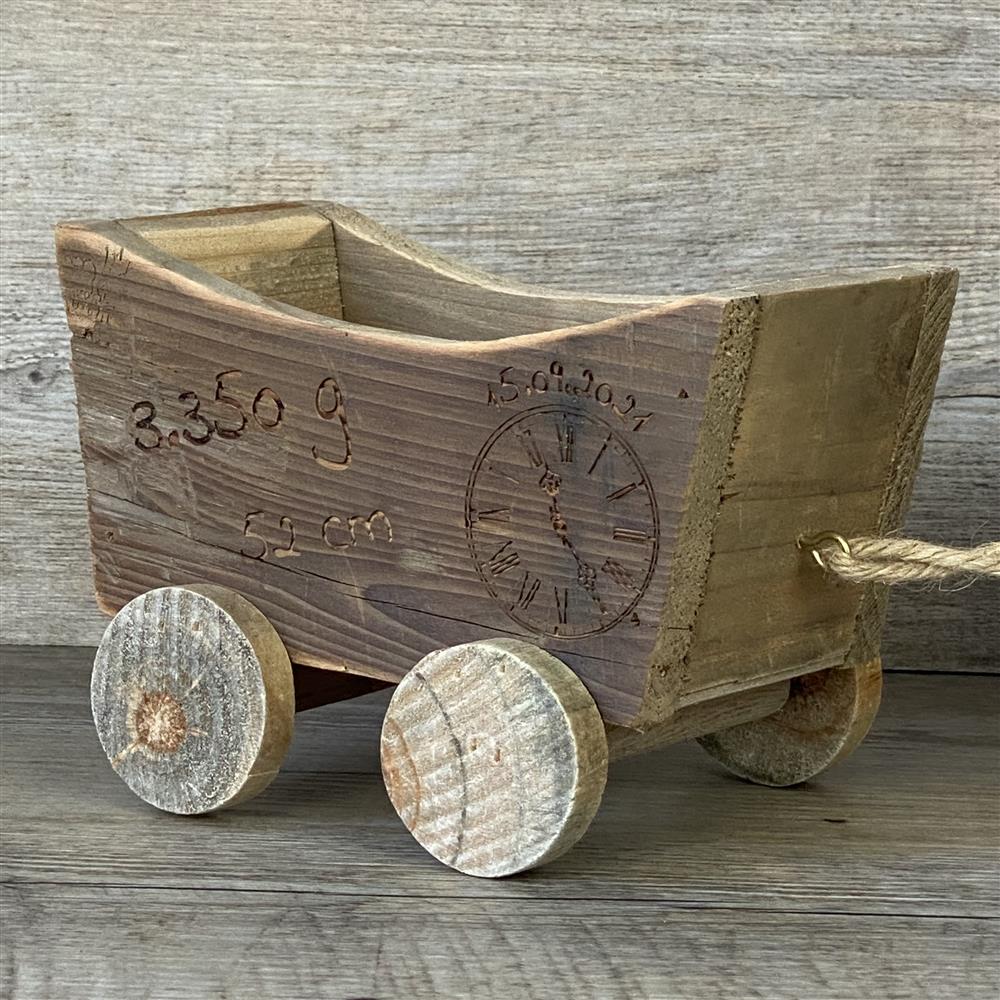 Holzzug Geburt, personalisiert