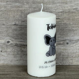 Kerze 15 x 6cm,  Geburt - Elefant, personalisiert
