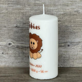 Kerze 15 x 6cm, Geburt - Löwe, personalisiert