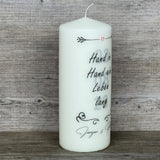 Kerze 20 x 8cm, Hochzeit - Hand in Hand ein Leben lang, personalisierbar