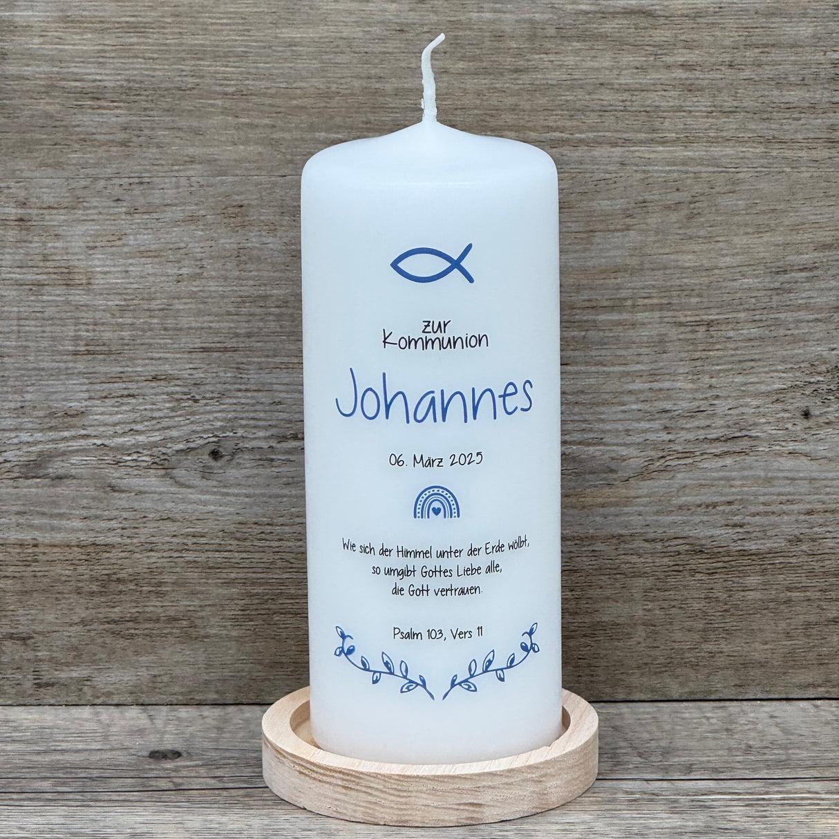 Personalisierte Kommunionskerze - Fisch