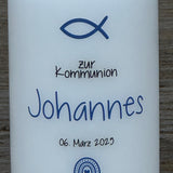 Kerze, Kommunion - Fisch, personalisiert