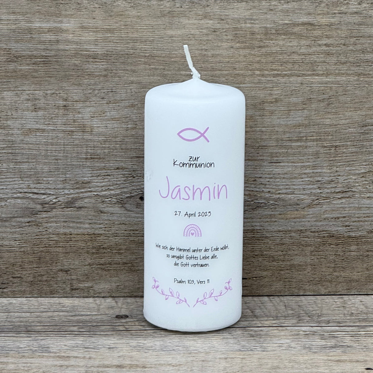 Personalisierte Kommunionskerze - Fisch