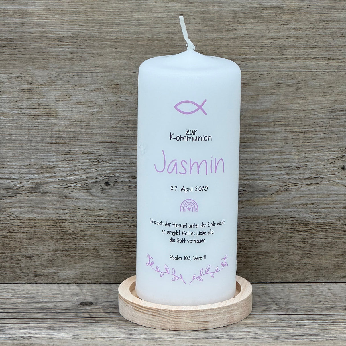 Personalisierte Kommunionskerze - Fisch