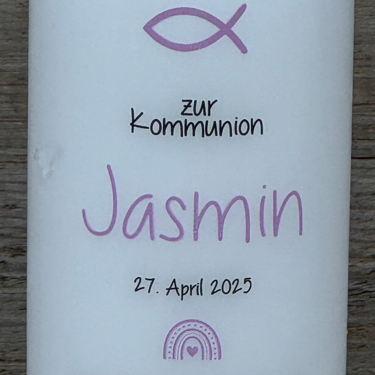 Kerze, Kommunion - Fisch, personalisiert