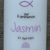 Kerze, Kommunion - Fisch, personalisiert
