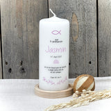 Personalisierte Kommunionskerze - Fisch