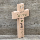 Holzkreuz, Kommunion - Taube personalisiert