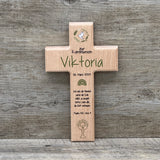 Holzkreuz, Kommunion - Taube personalisiert
