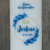 Personalisierte Konfirmationskerze - Kranz