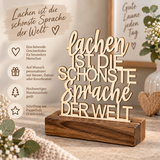 Deko Aufsteller - Lachen ist die schönste Sprache der Welt | personalisiert