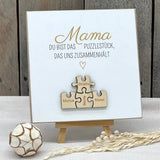 Wooden Block - Mama, du bist das Puzzlestück, personalisiert