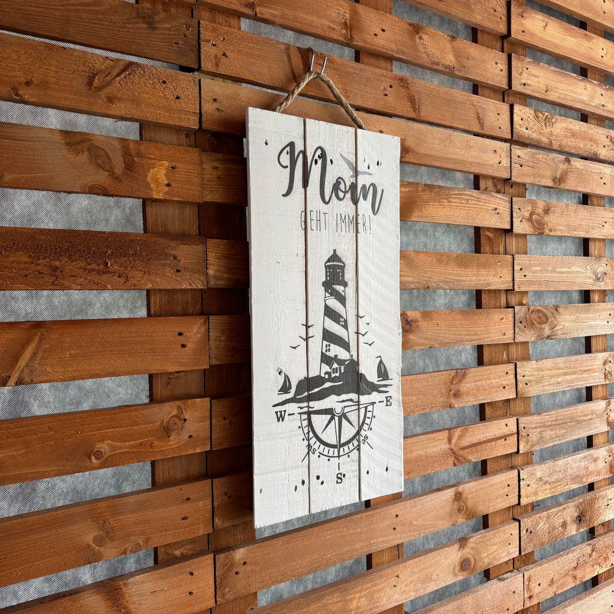 Holzschild Moin geht immer - Leuchtturm