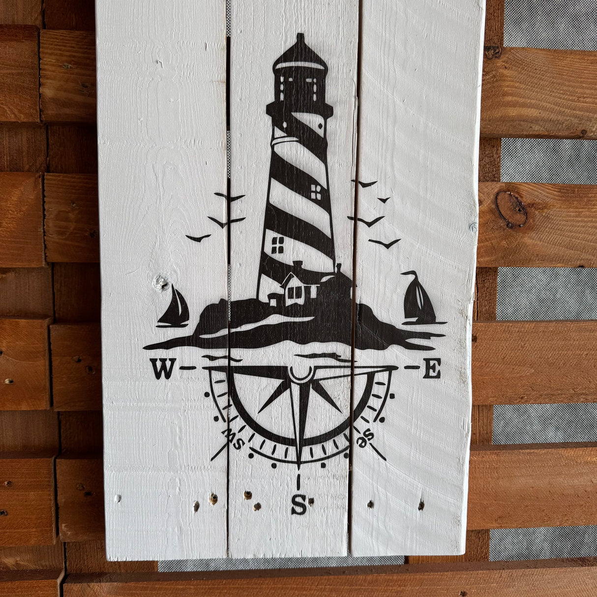 Holzschild Moin geht immer - Leuchtturm