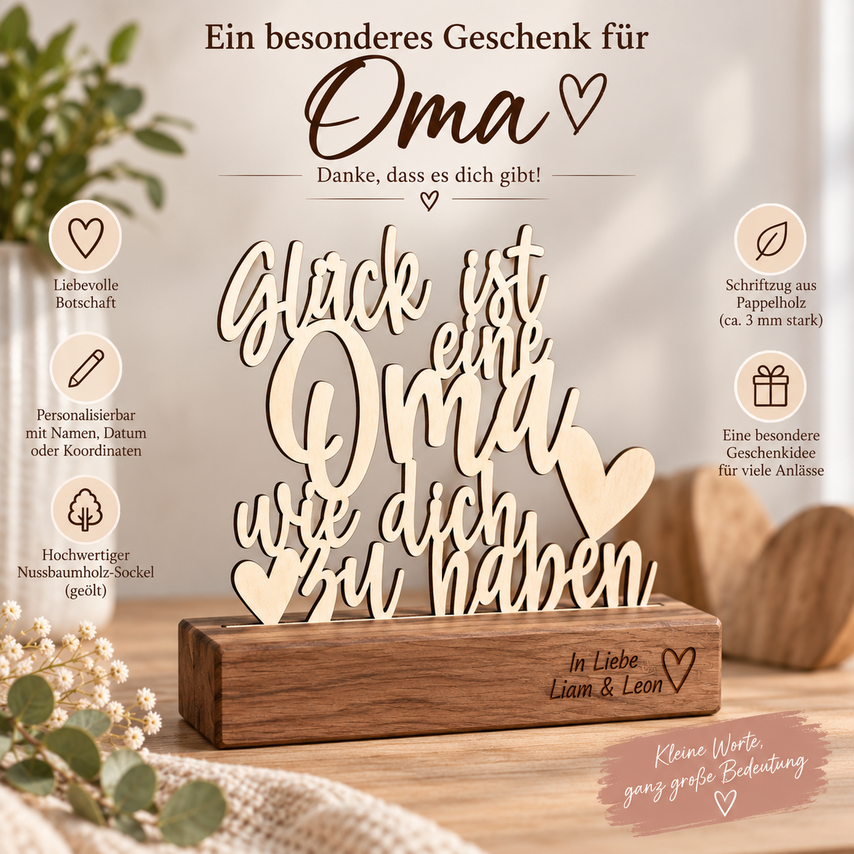 Deko Aufsteller Glück ist eine Oma wie dich zu haben | personalisiert