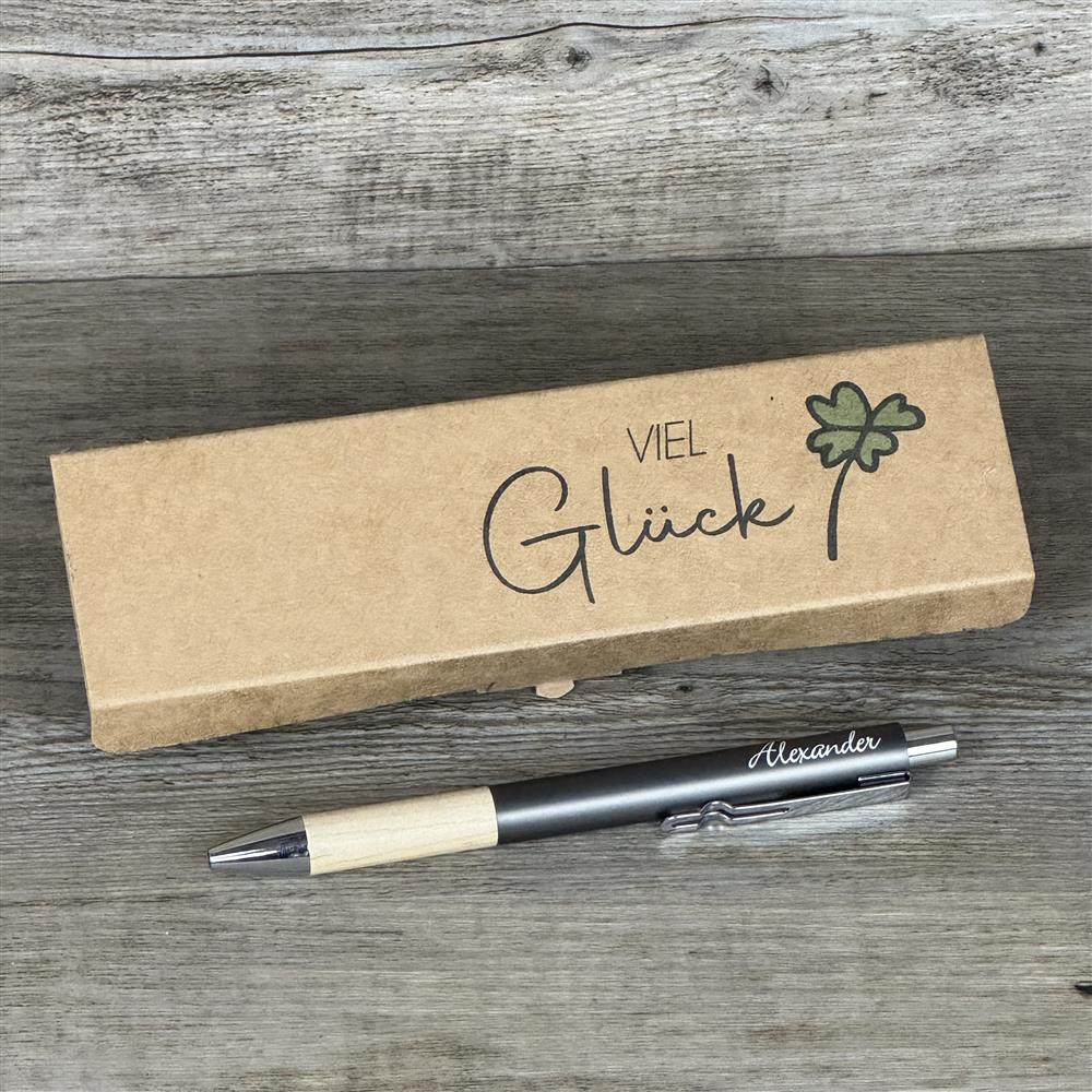 Personalisierter Kugelschreiber in Geschenkverpackung 'Viel Glück'