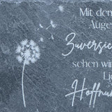 Schiefertafel 14 cm x 9,5 cm, Trauer- Mit den Augen der Zuversicht