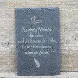 Schiefertafel 14 cm x 9,5 cm, Trauer- Spuren der Liebe
