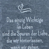 Schiefertafel 14 cm x 9,5 cm, Trauer- Spuren der Liebe