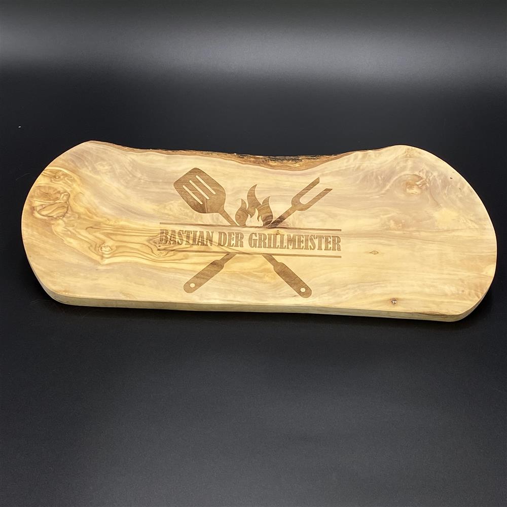 Schneidebrett Olivenholz Naturschnitt 40-44 cm Grilmmeister