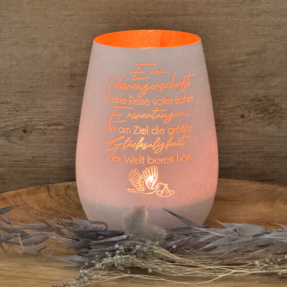 Deko Light - Schwangerschaft (Storch), personalisierbar