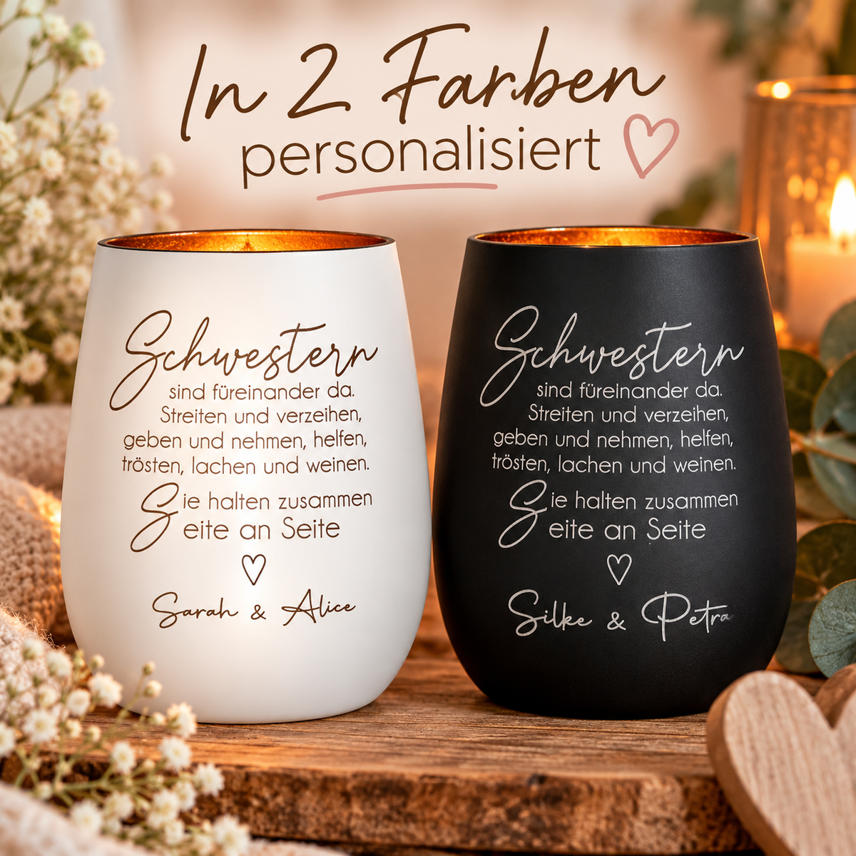 Deko Light - Schwestern sind füreinander da | personalisiert