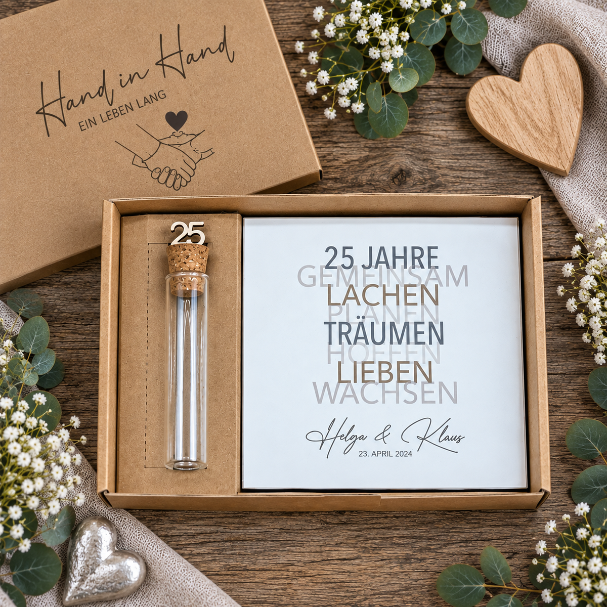 Geschenkset Silberne Hochzeit - personalisiertes Geschenk zum 25. Hochzeitstag