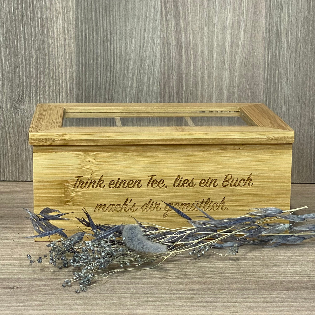 Personalisierte Teebox aus Bambus – Geschenkidee mit Wunschgravur –  Geschenkekreisel GmbH
