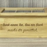 Teebox aus Bambus, 6 Fächer, personalisiert