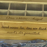 Teebox aus Bambus, 6 Fächer, personalisiert