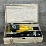 Weinkiste für zwei Flaschen Wein, Beschriftung 'für immer', personalisierbar