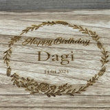 Weinkiste für zwei Flaschen Wein, Beschriftung 'Happy Birthday', personalisierbar