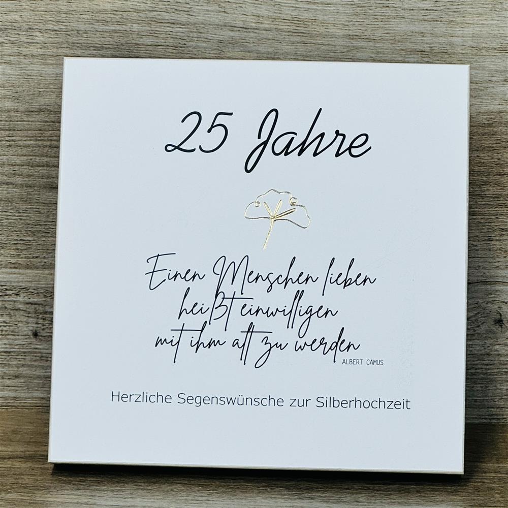 Wooden Block - 25 Jahre Einen Menschen lieben mit Goldprägung