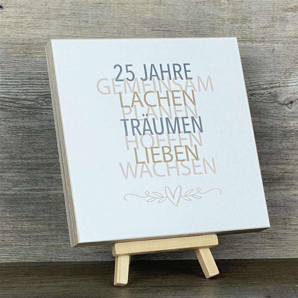 Wooden Block - 25 Jahre Gemeinsam, personalisierbar