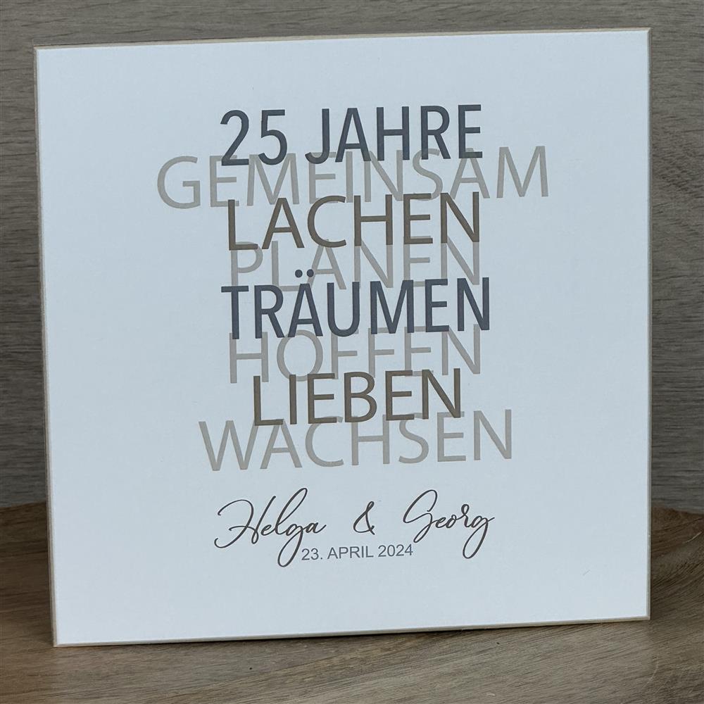 Wooden Block - 25 Jahre Gemeinsam, personalisierbar