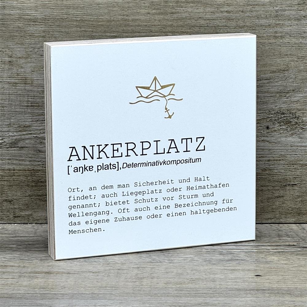 Wooden Block - Ankerplatz mit Goldprägung