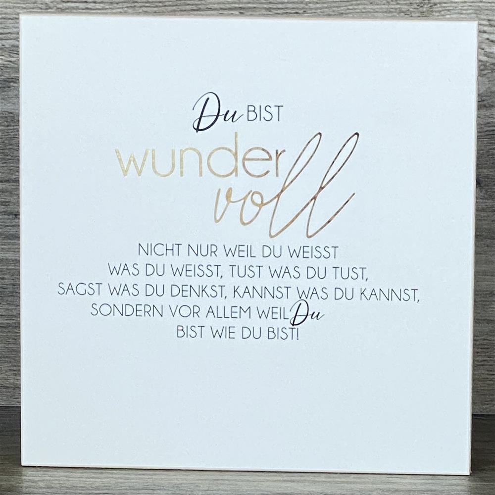 Wooden Block - Du bist wundervoll mit Goldprägung